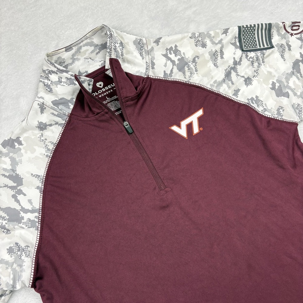 Virginia Tech Hokies Shirt Womens L Red NCAA Football Colosseum Performance